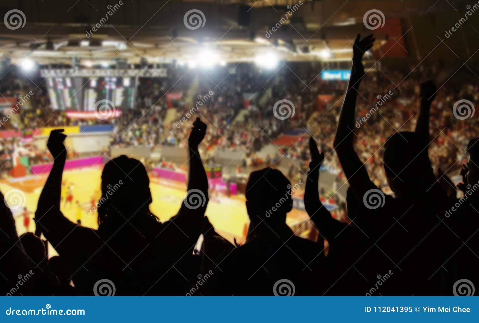 crowd cheering at basketball stadium