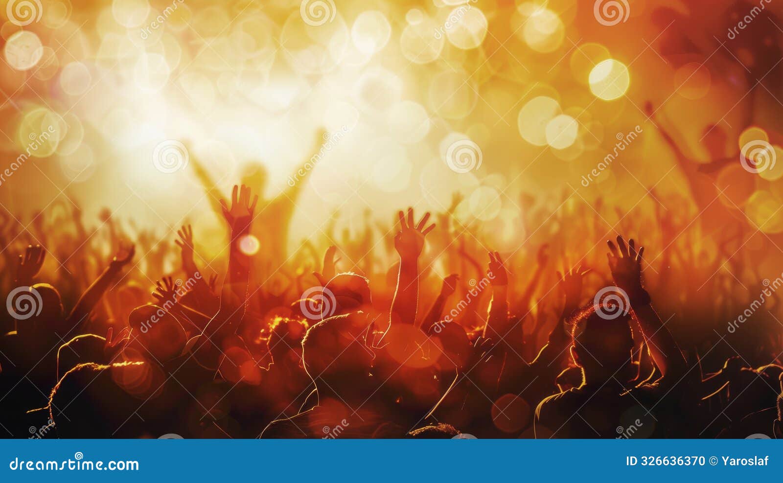 A diverse crowd at a music festival enjoying live music