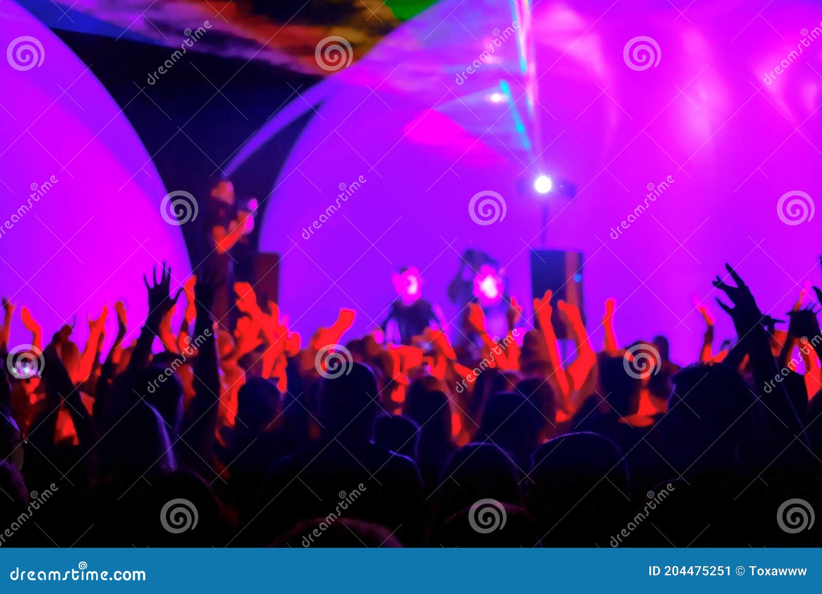 Crowd and DJs Dancing during Party Stock Image - Image of crowd, club ...