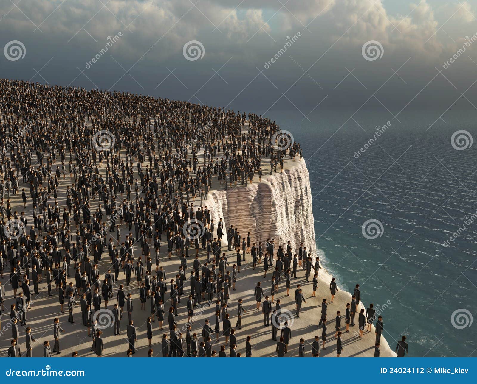 crowd on the edge of a cliff