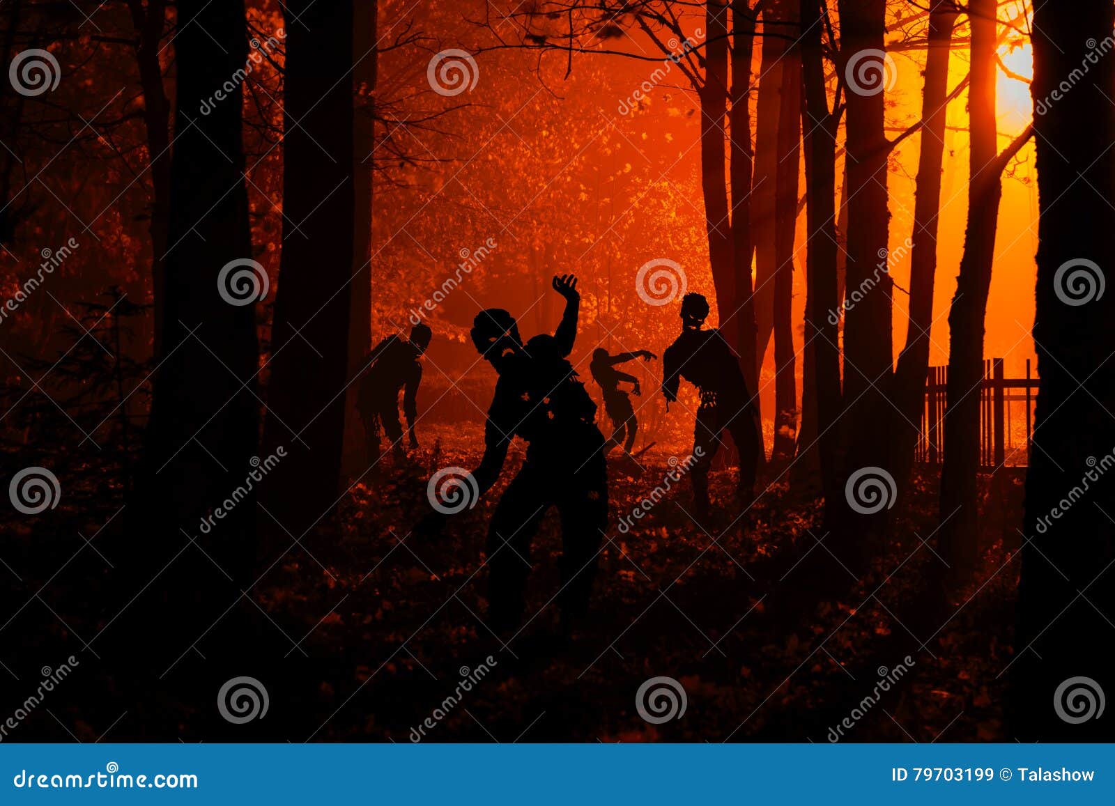 Crowd Of Hungry Zombies In The Woods Stock Image - Image of crowd