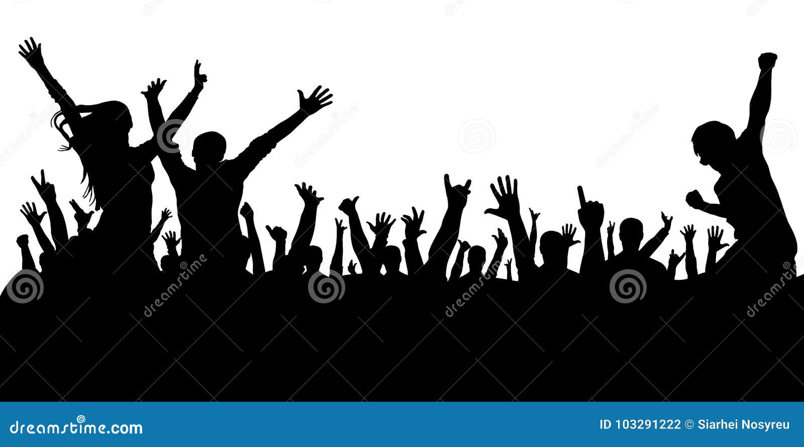 Crowd Of People At A Concert Silhouette Stock Vector Illustration Of