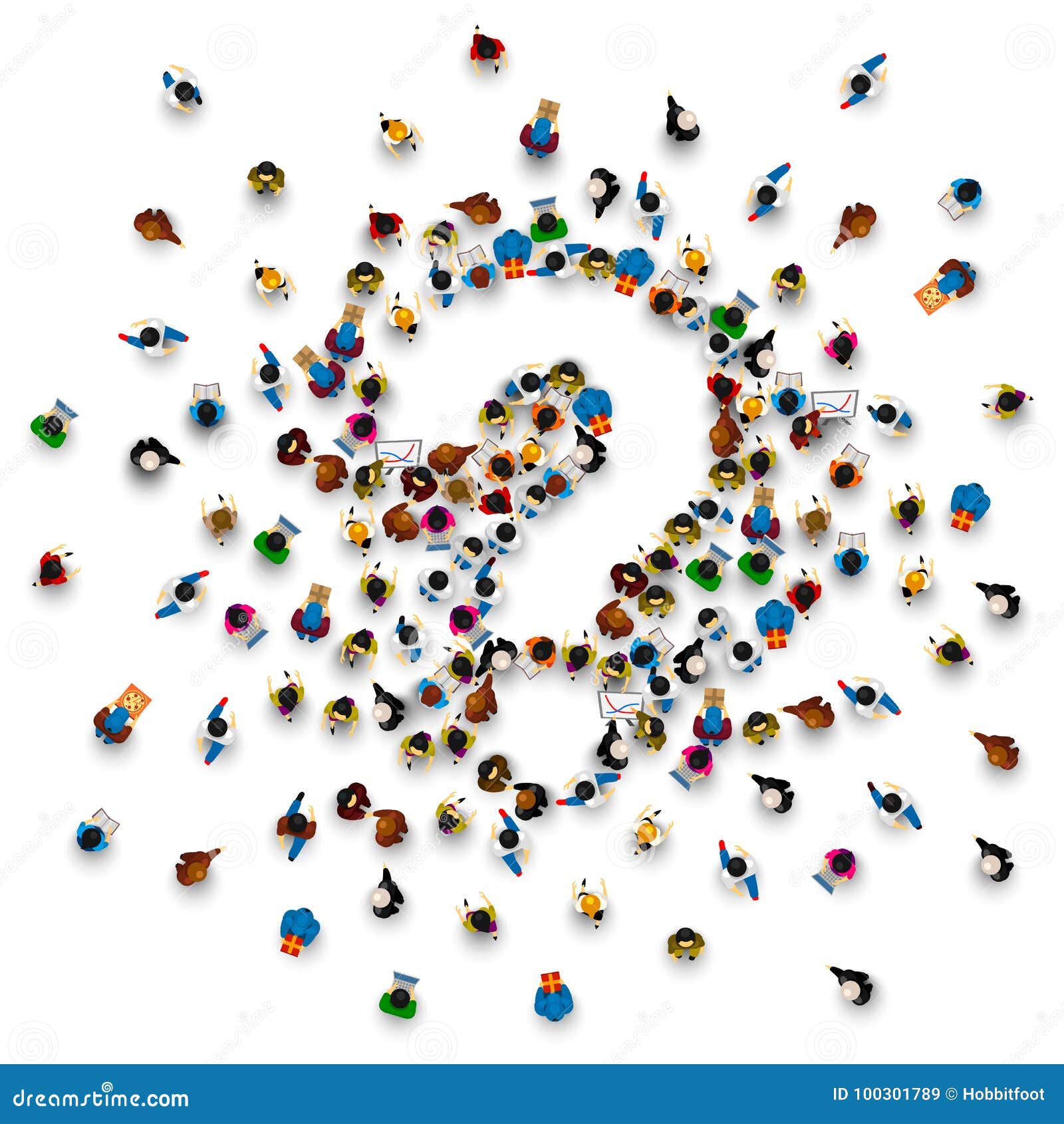 A Crowd of People in the Form of a Question Symbol Stock Vector