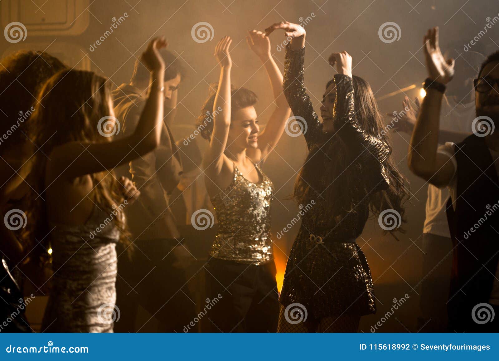 Group of Beautiful Girls on Dance Floor Stock Photo - Image of funky ...