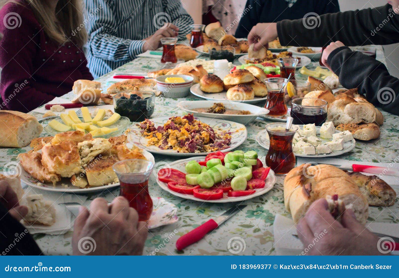 Muslim Family Having Breakfast Together Celebrating Eidulfitr after