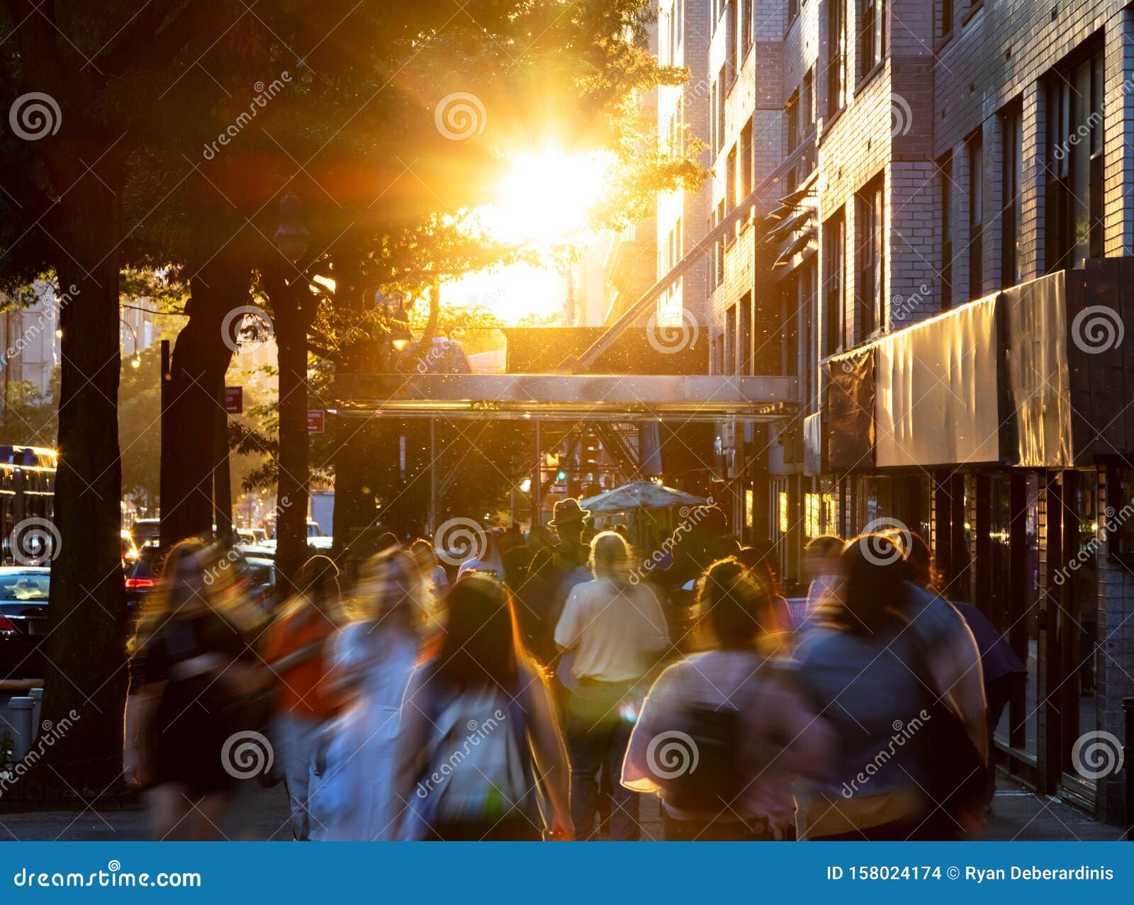 Crowds of Diverse People Walking Down the Sidewalks of 14th Street with ...