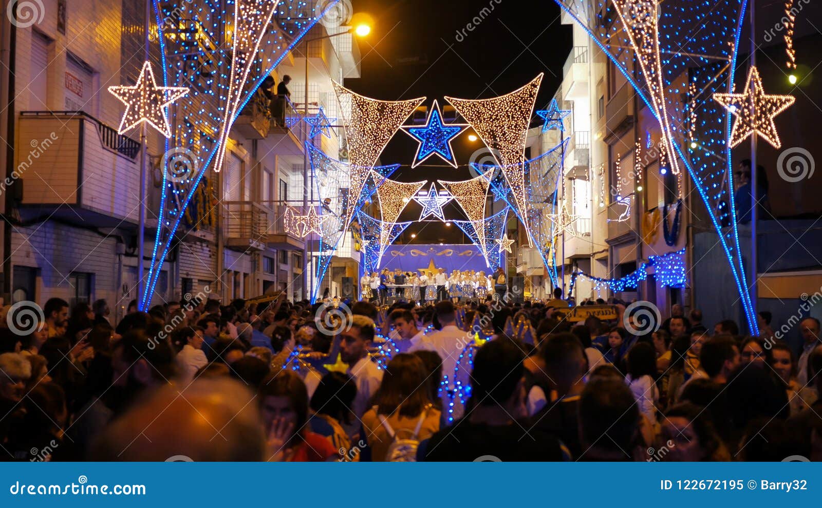 Crowds And Street Illuminations During Sao Pedro Festival Povoa De Varzim Portugal Editorial Image Image Of Festival Traditional 122672195