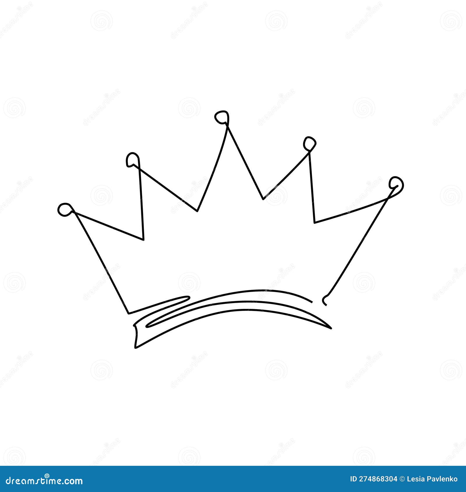 Crown in Continuous Line Style. One Line Drawing. Isolated Vector Hand ...