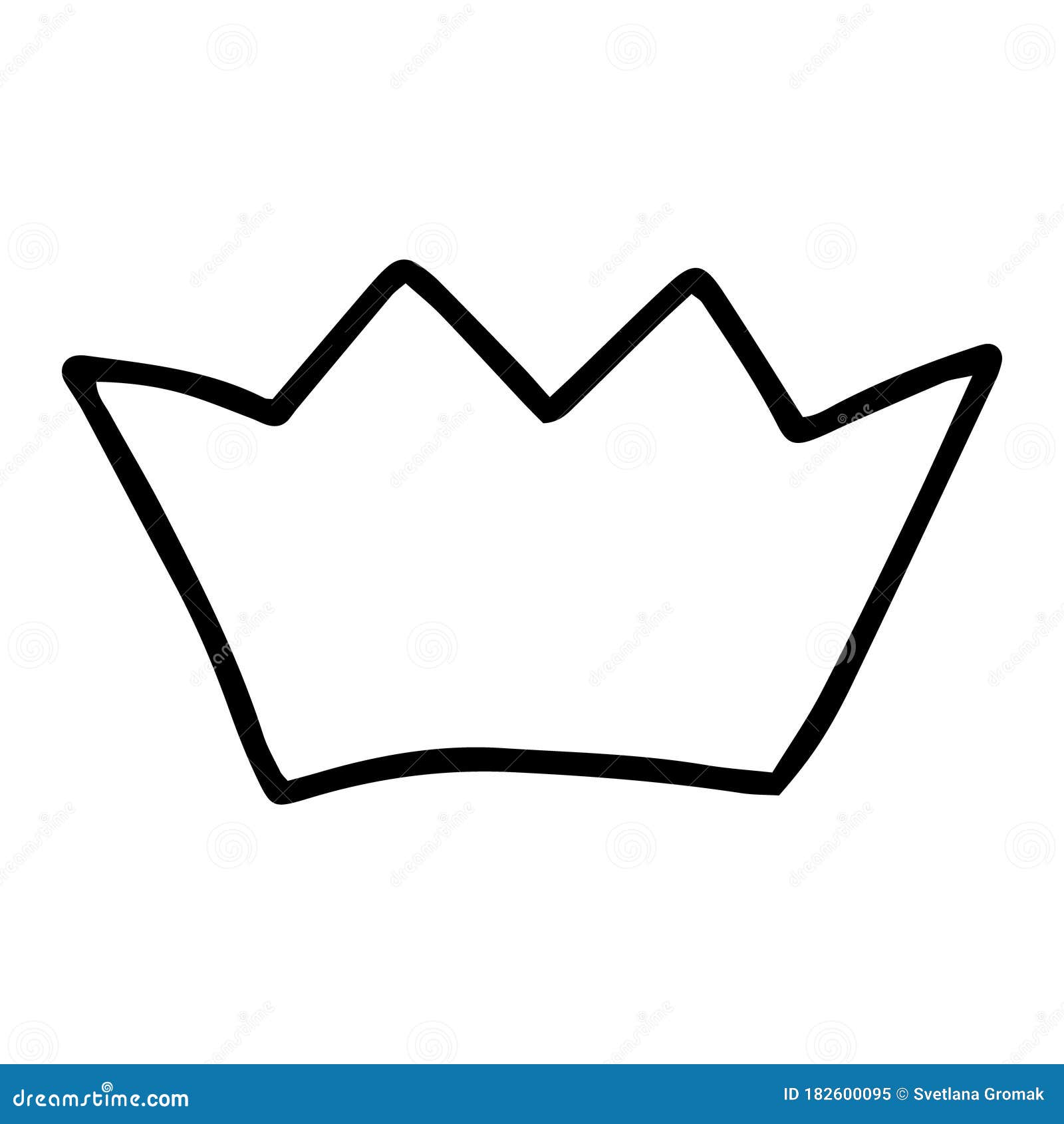 A Crown Drawn in the Doodle Style.Outline Drawing by Hand.Black and ...