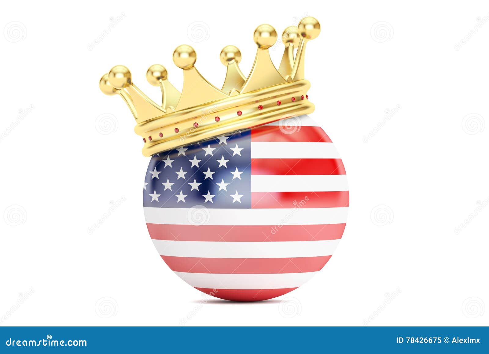 Crown with Flag of USA, 3D Rendering Stock Illustration Illustration