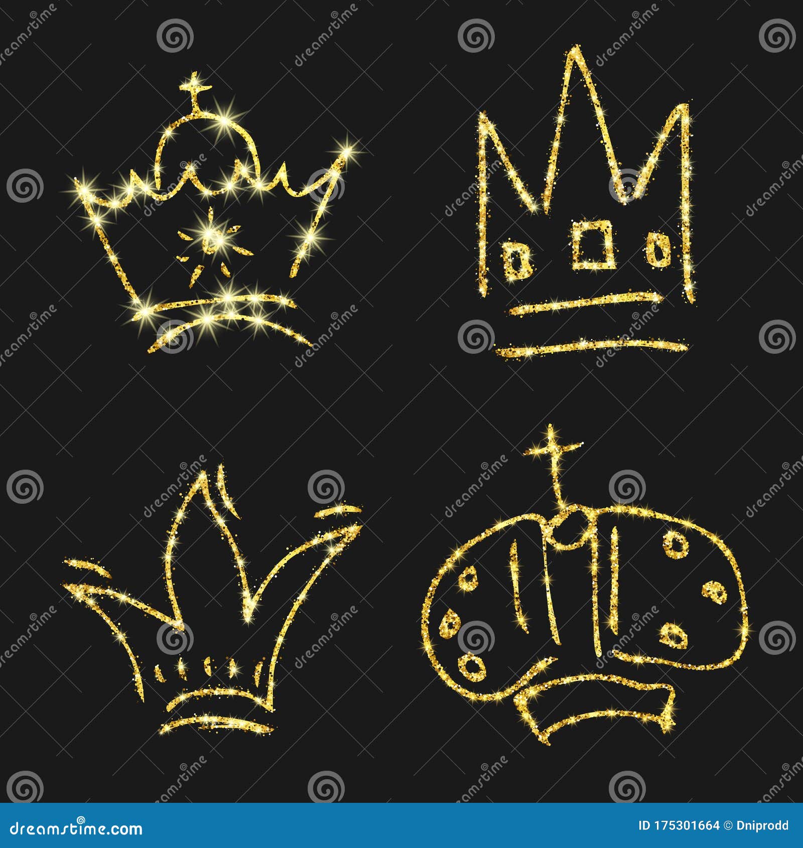 Download Gold Glitter Hand Drawn Crown Stock Vector - Illustration ...