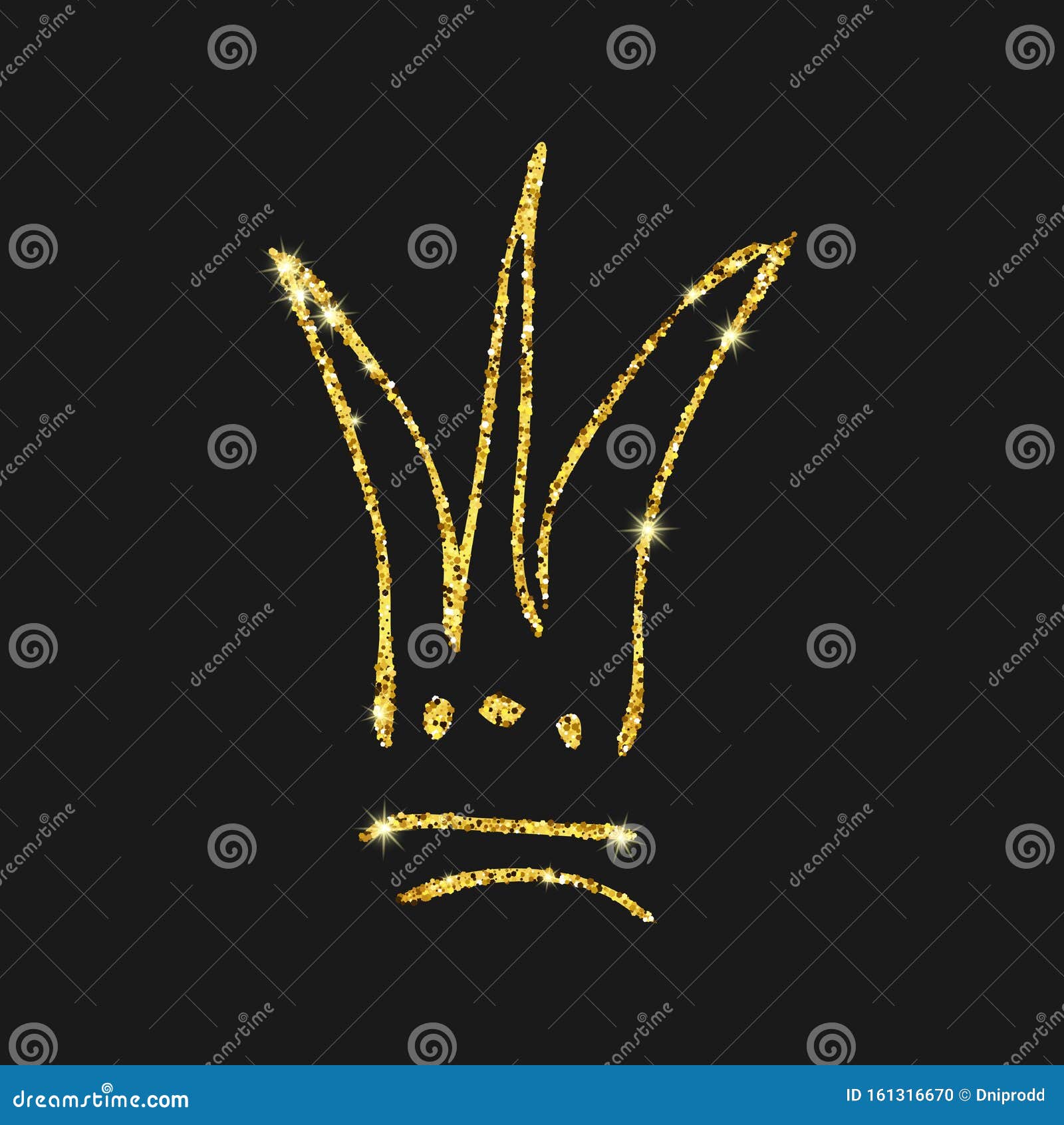 Download Gold Glitter Hand Drawn Crown Stock Vector - Illustration ...