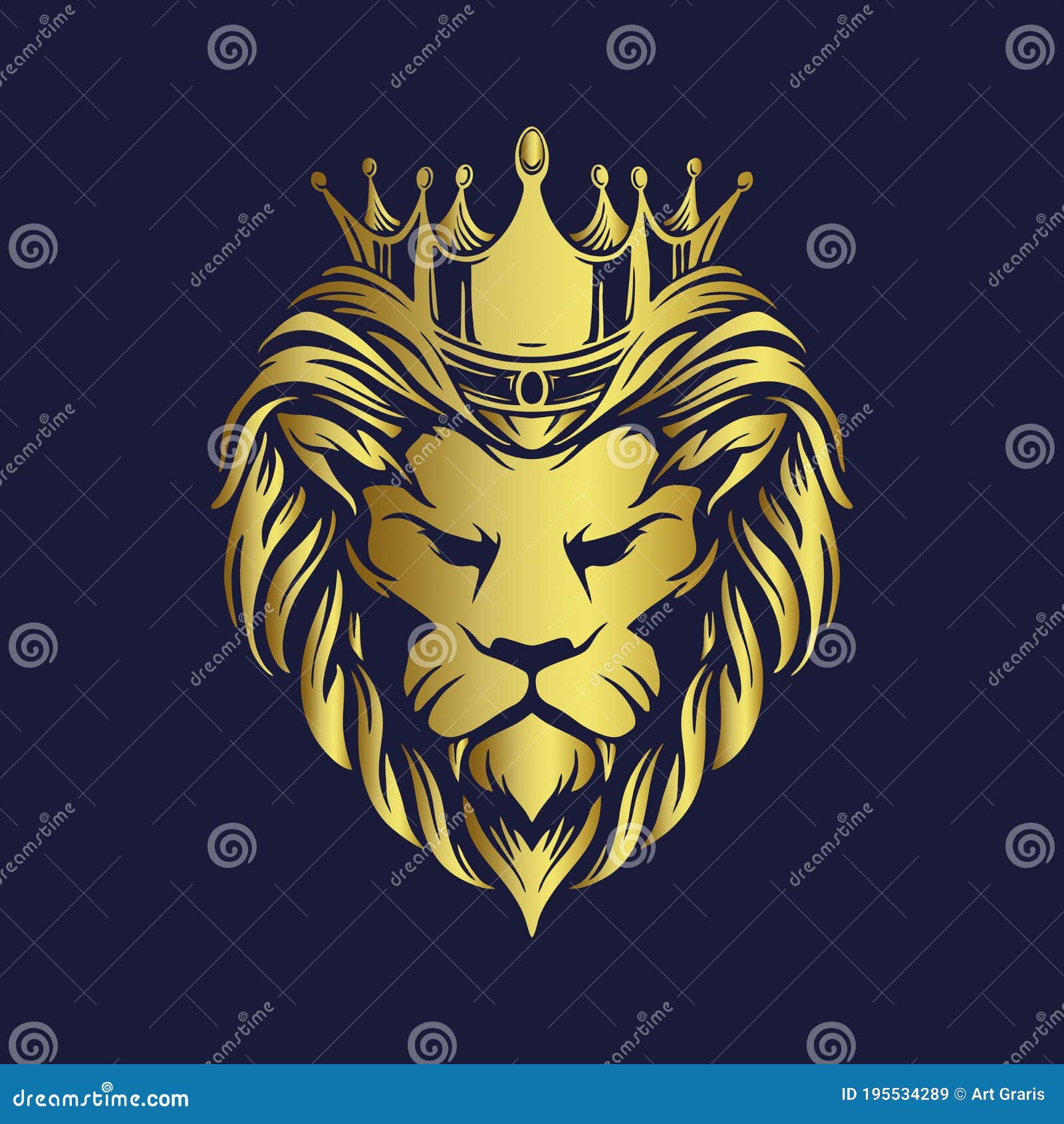 Lion logo vector design illustrator. vintage luxury lion head • wall  stickers mammal, beast, background | myloview.com