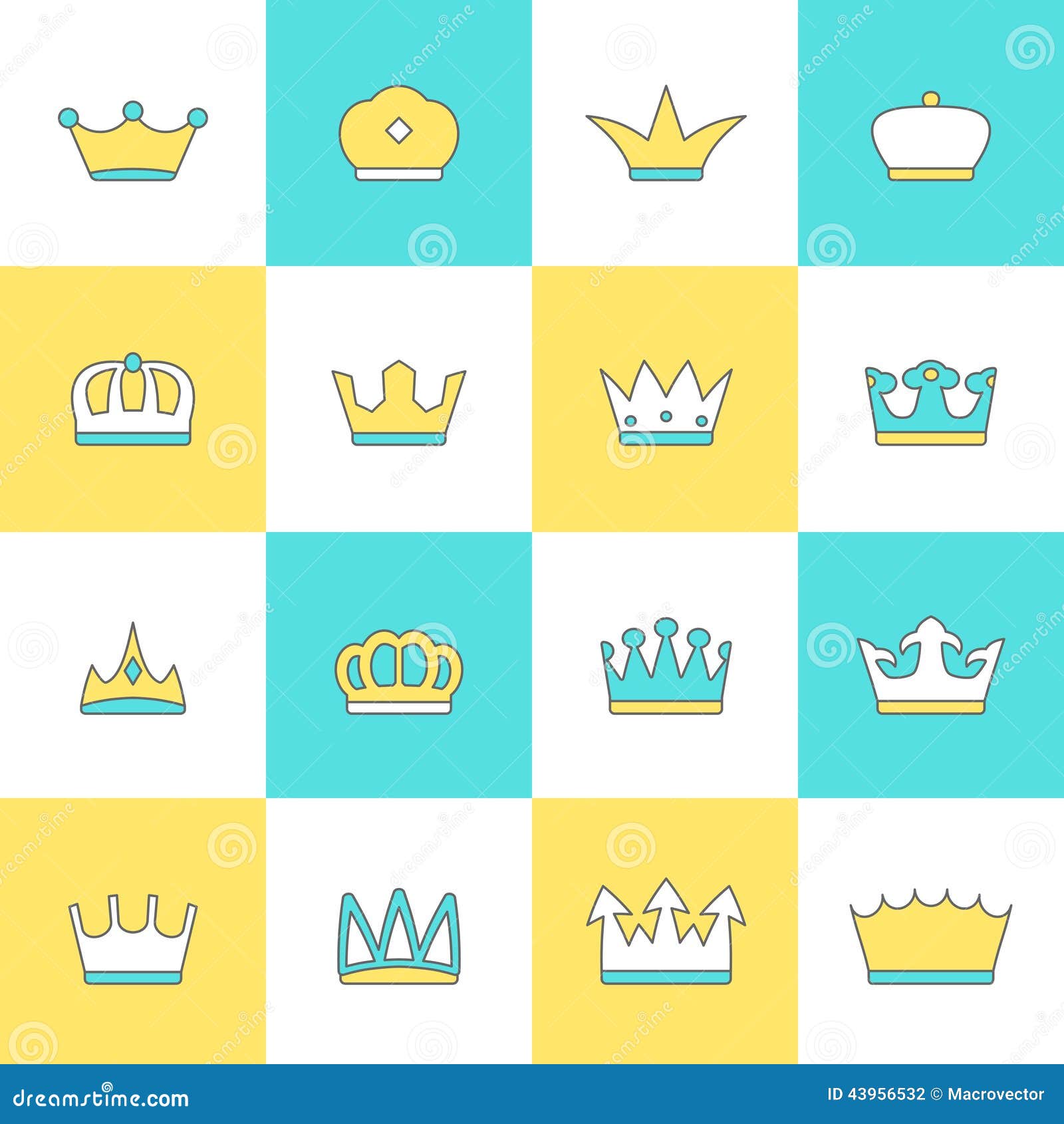 Crown icon set stock vector. Illustration of network - 43956532