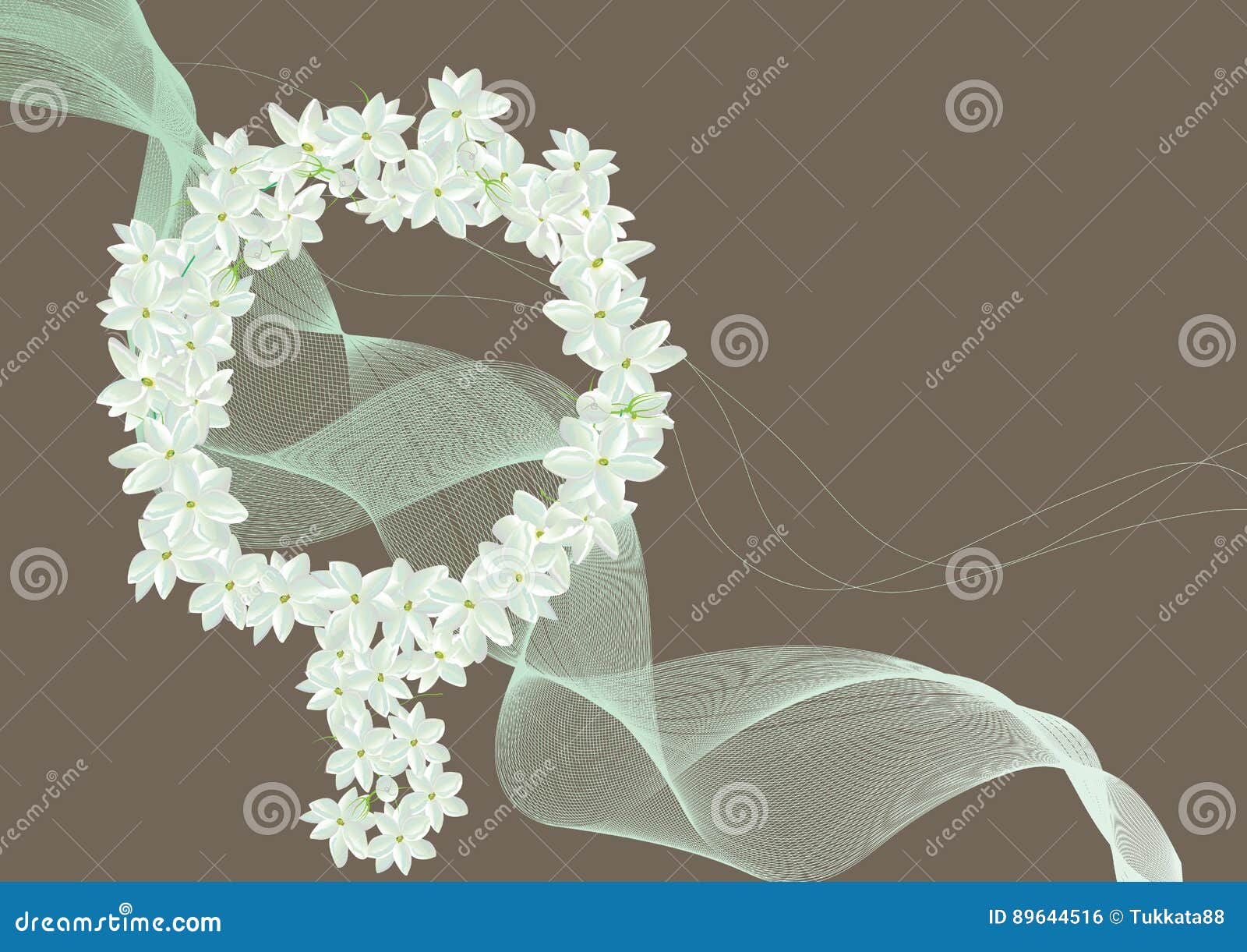 Crown Jasmine Flowers with Leaves Top View Stock Illustration Illustration of thai, beautiful