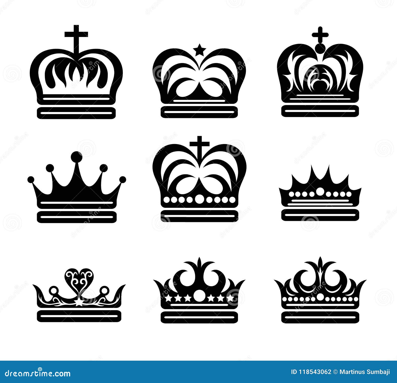 Crown King And Queen Silhouettes Art Vector Design Stock Vector