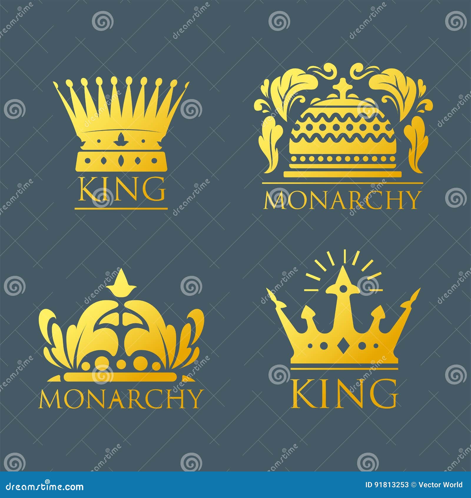 Premium Vector  Gold crown with ribbon winner king or queen