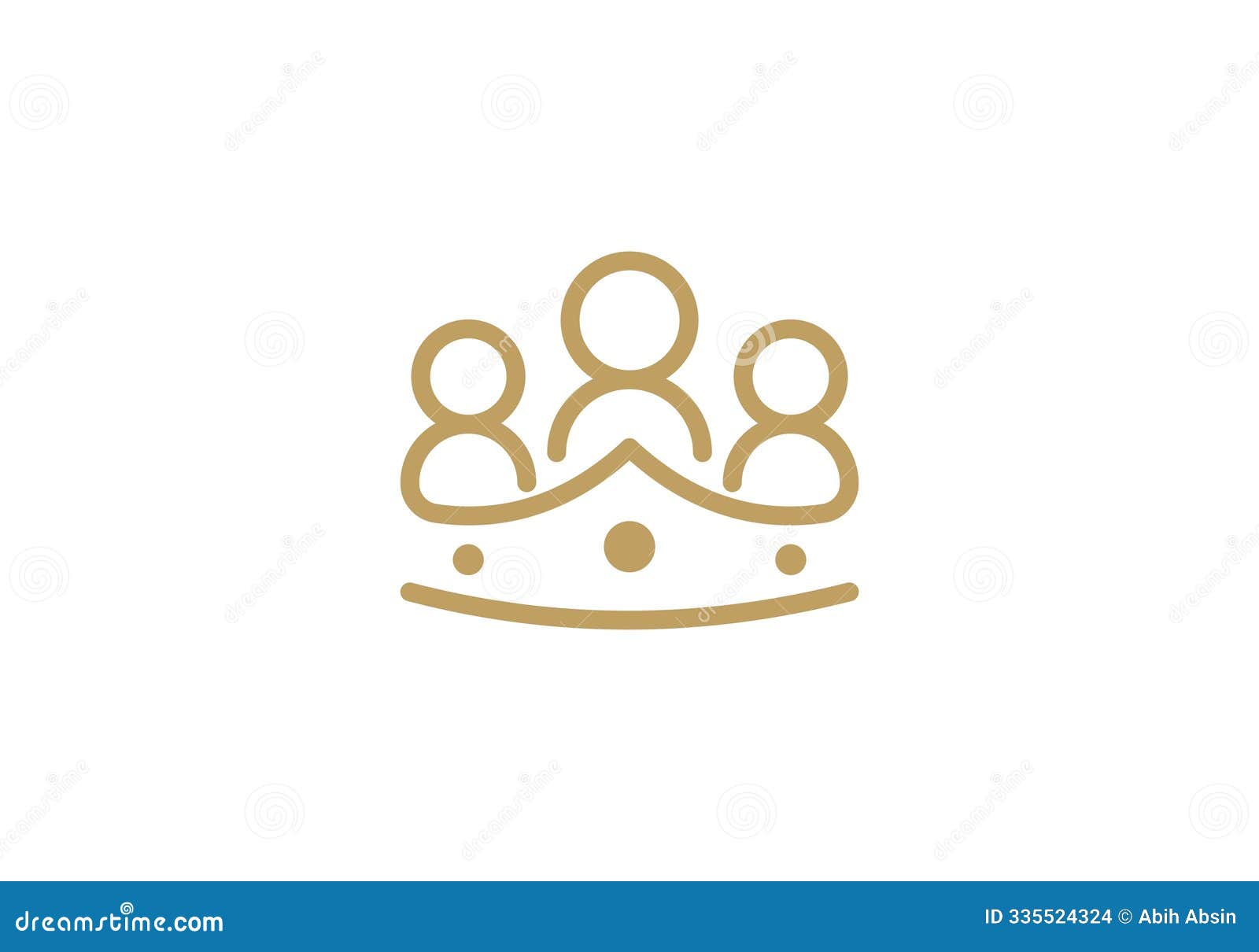 Crown with People Logo. Family Teamwork Unity Business Symbol Design