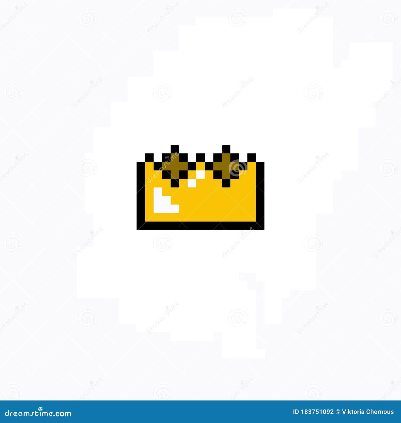 Crown Pixel Art Icon, Pixel Illustration Stock Illustration
