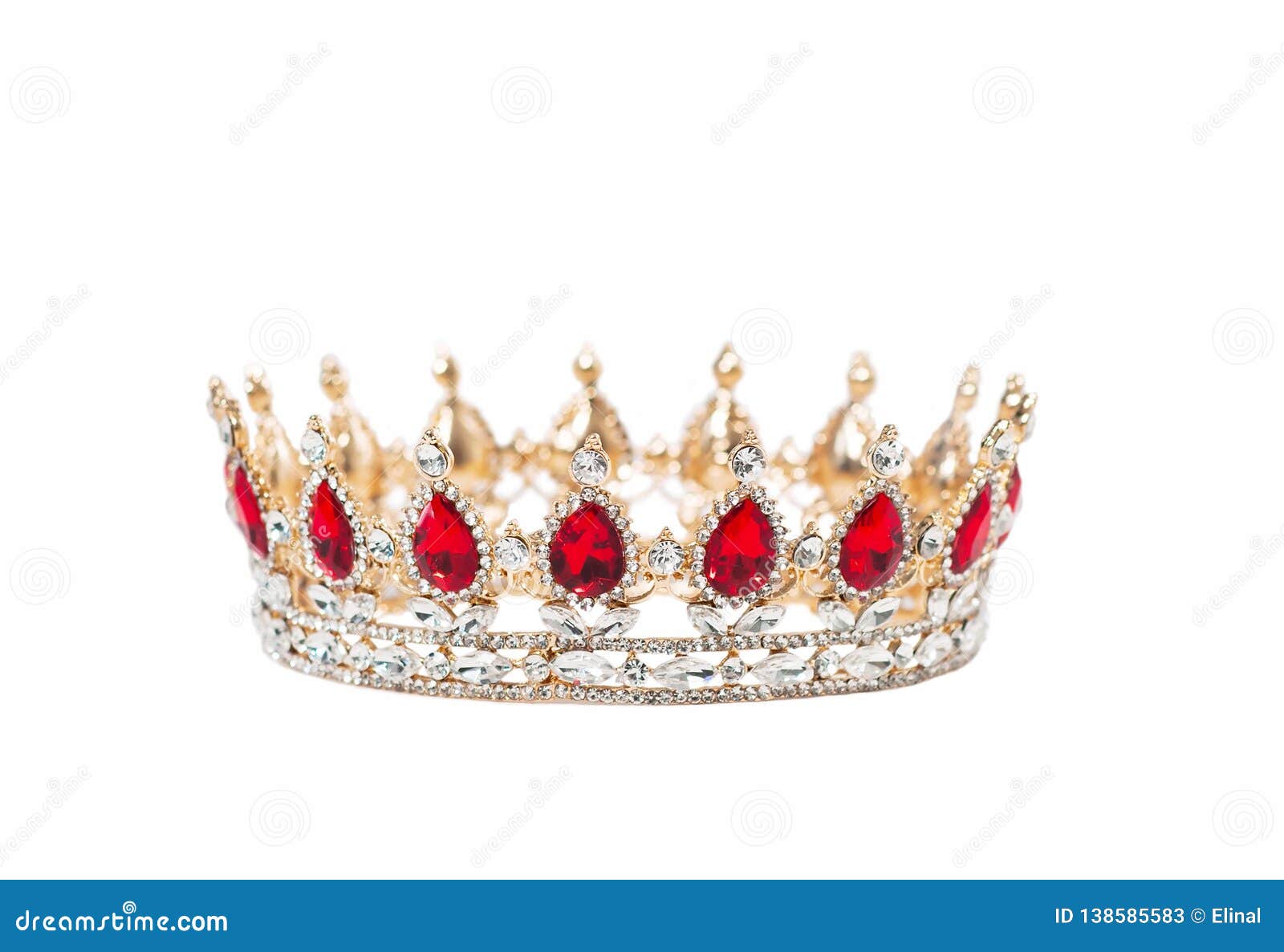 crown with red gemstones  on white background