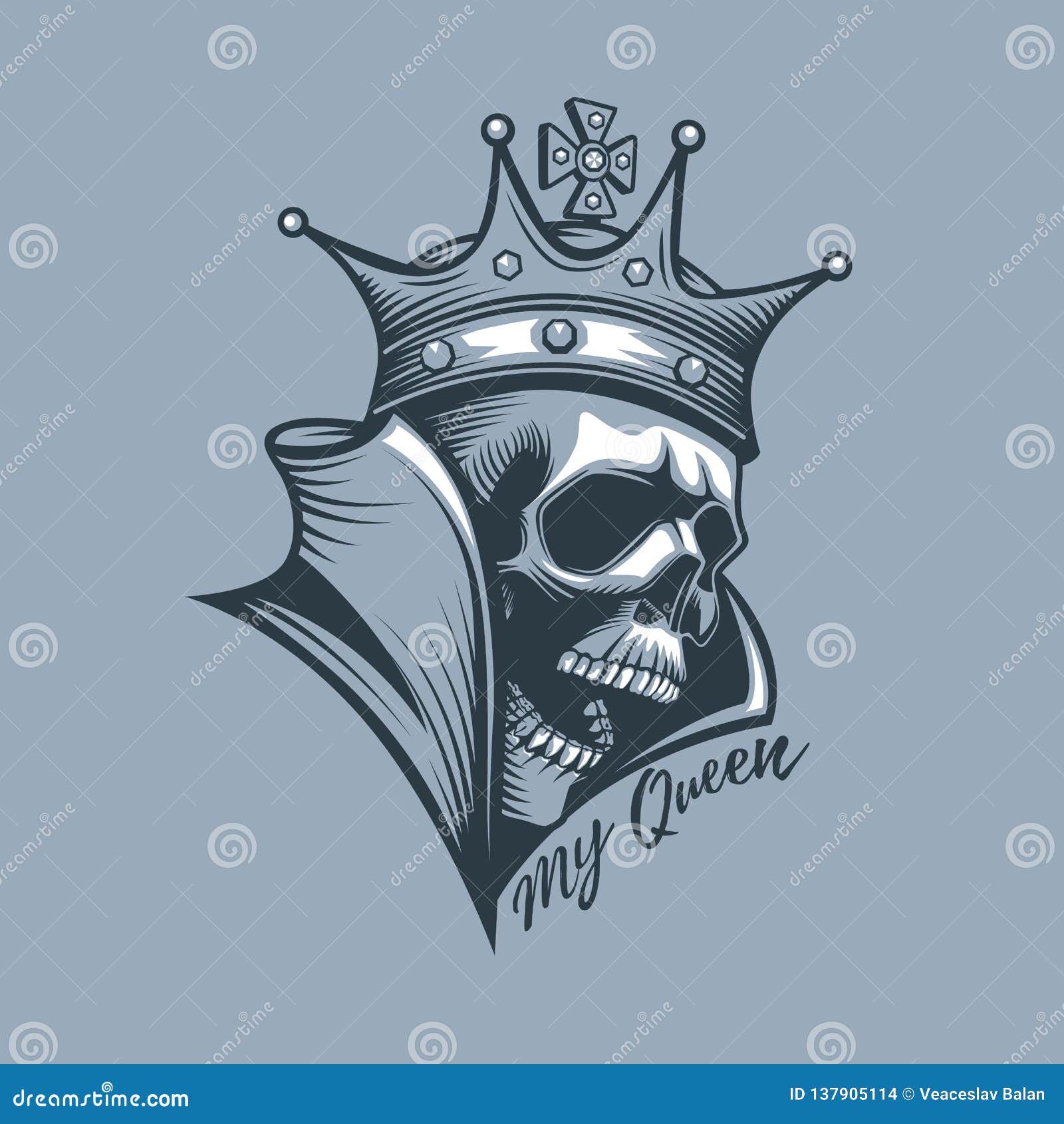 Skull Queen Hand Drawn Illustration Tattoo Stock Vector Royalty Free  1555415105  Shutterstock