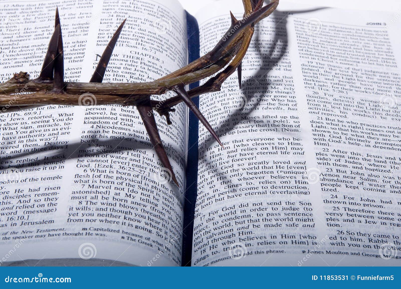 Crown of thorns on Bible stock image. Image of symbol 11853531