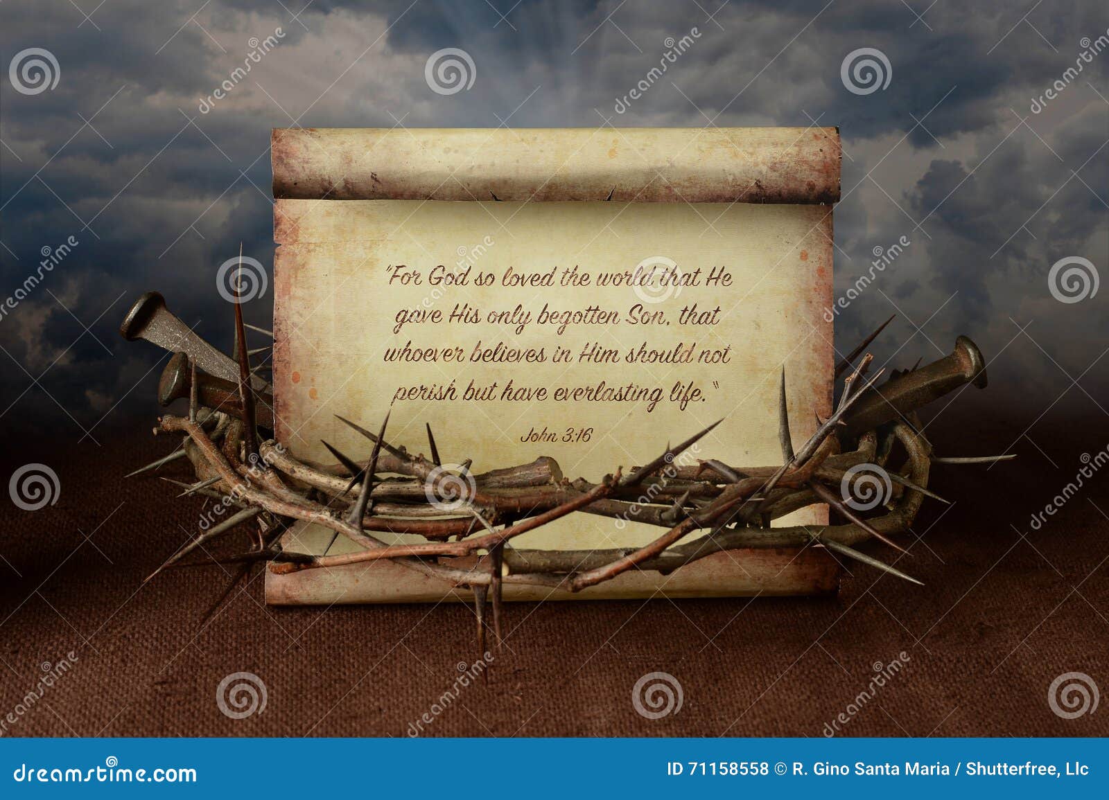 Crown of Thorns Nails and Scripture Stock Photo Image of clouds