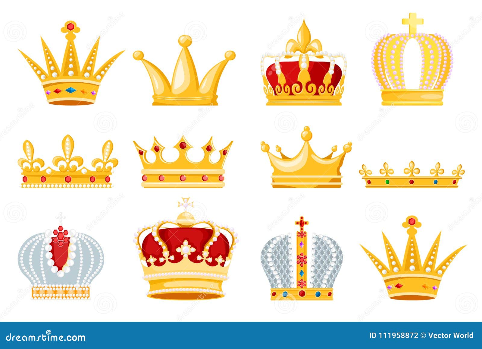 Crown Vector Golden Royal Jewelry Symbol Of King Queen And