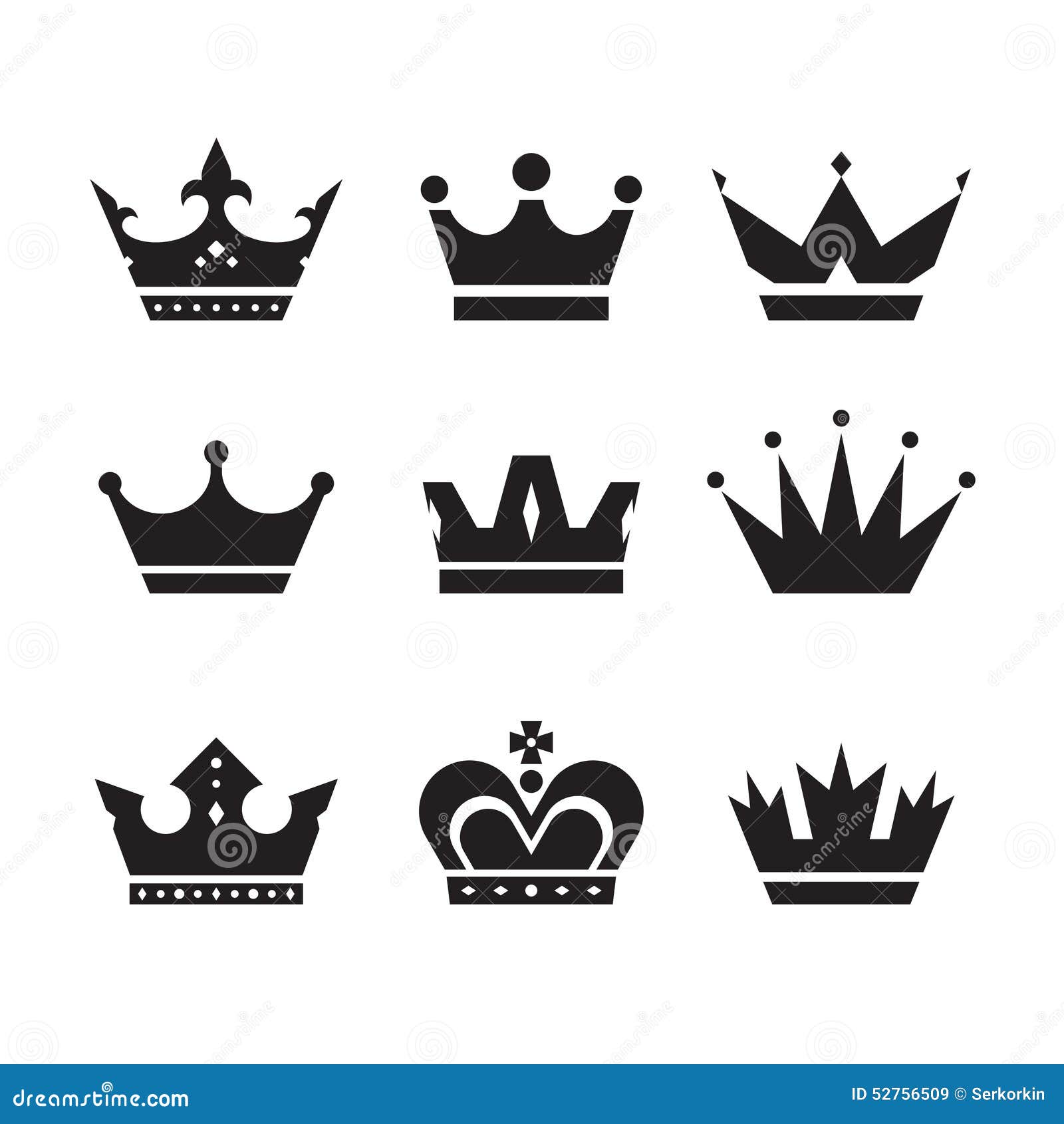 crown  icons set. crowns signs collection. crowns black silhouettes.  s