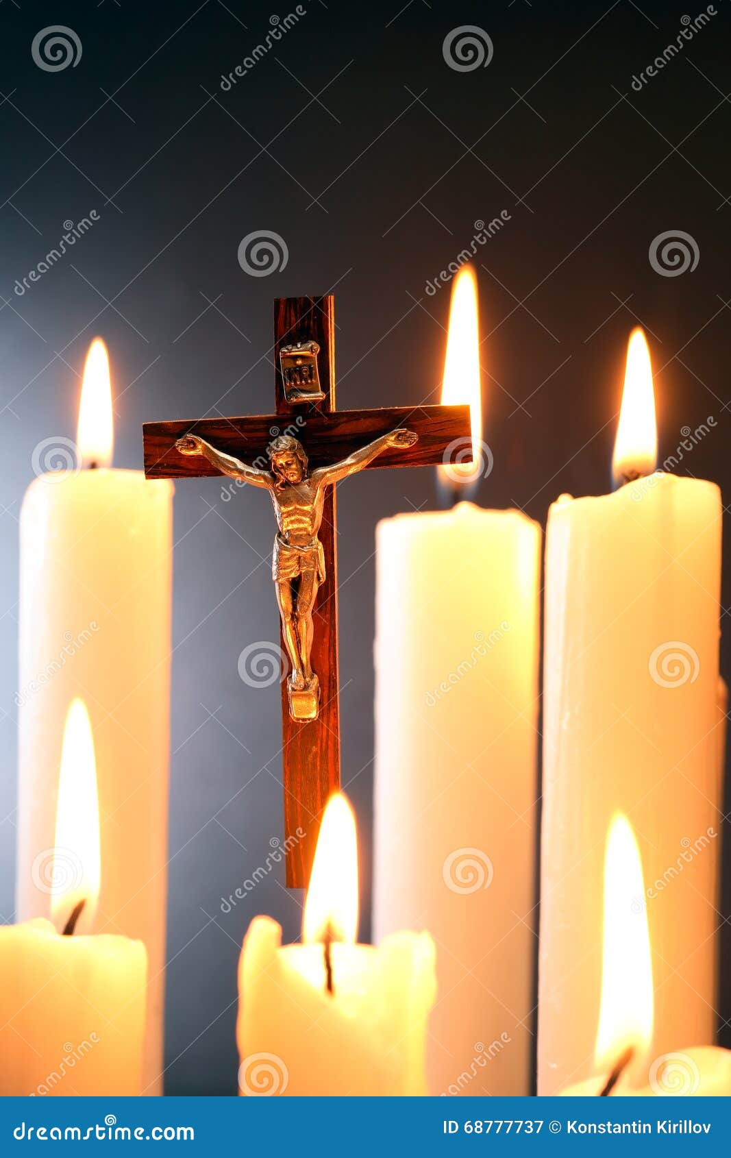 Crucifix and Candles stock image. Image of church, grace 68777737