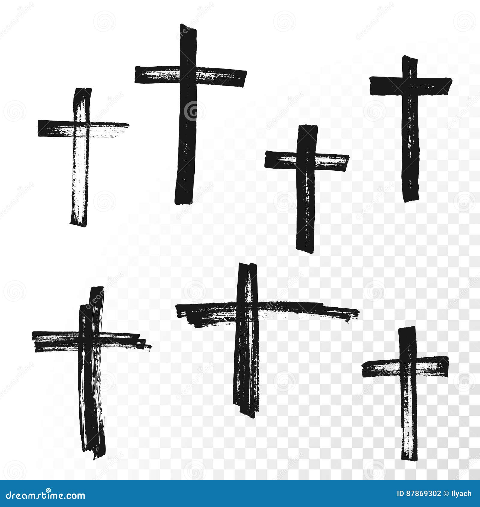 crucifix cross hand drawn paint brush  icon