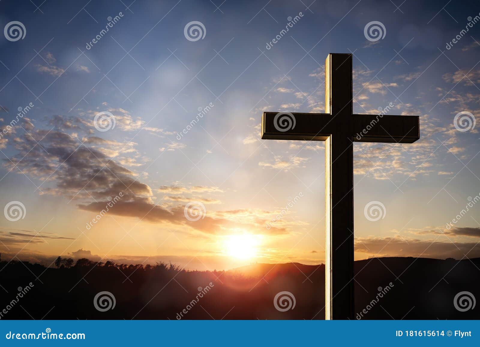 Crucifix Cross at Sunset Background, Crucifixion of Jesus Christ ...