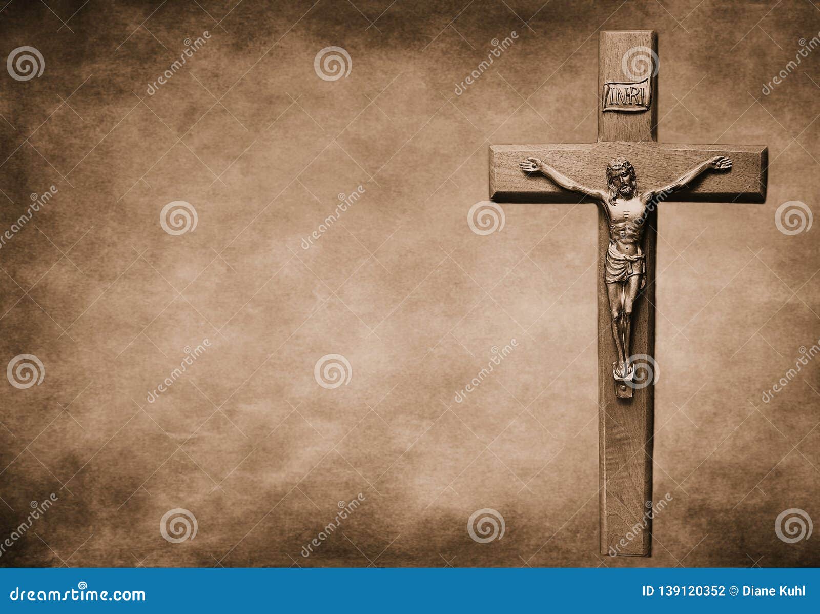 crucifix on large sepia toned background
