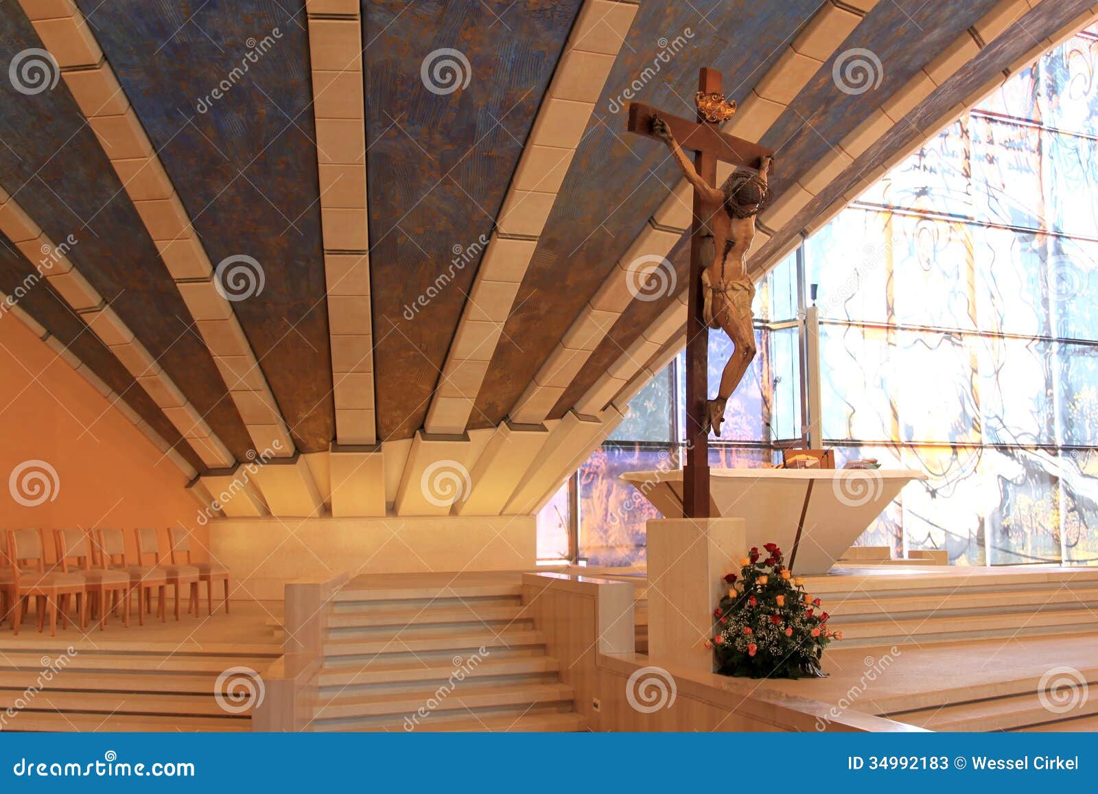 crucifix in padre pio pilgrimage church, italy