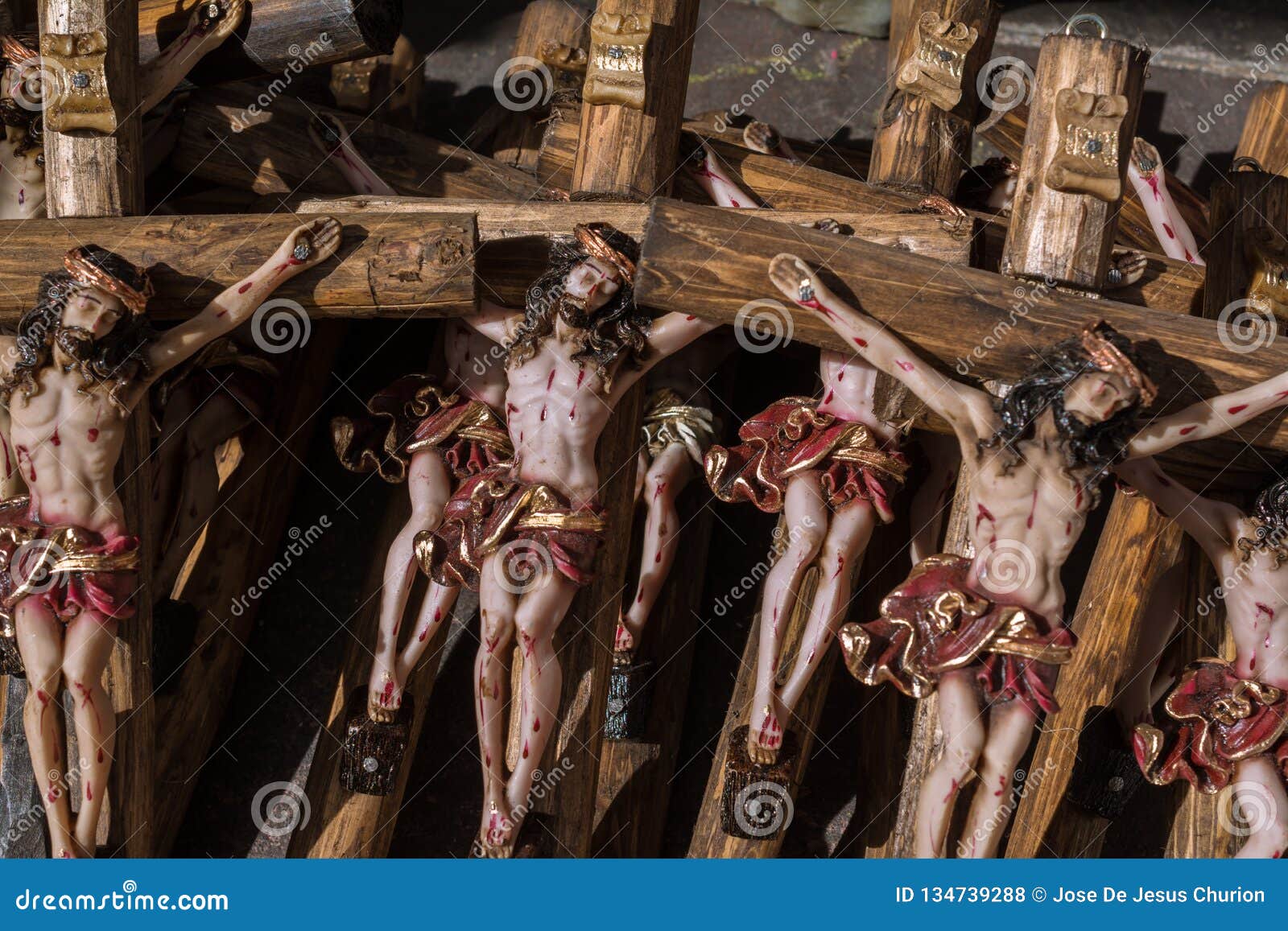 the crucifixes are all together.