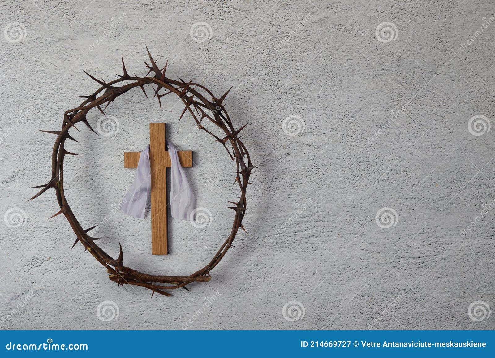 Jesus Crown of Thorns and Cross on Sand. Vintage Retro Style