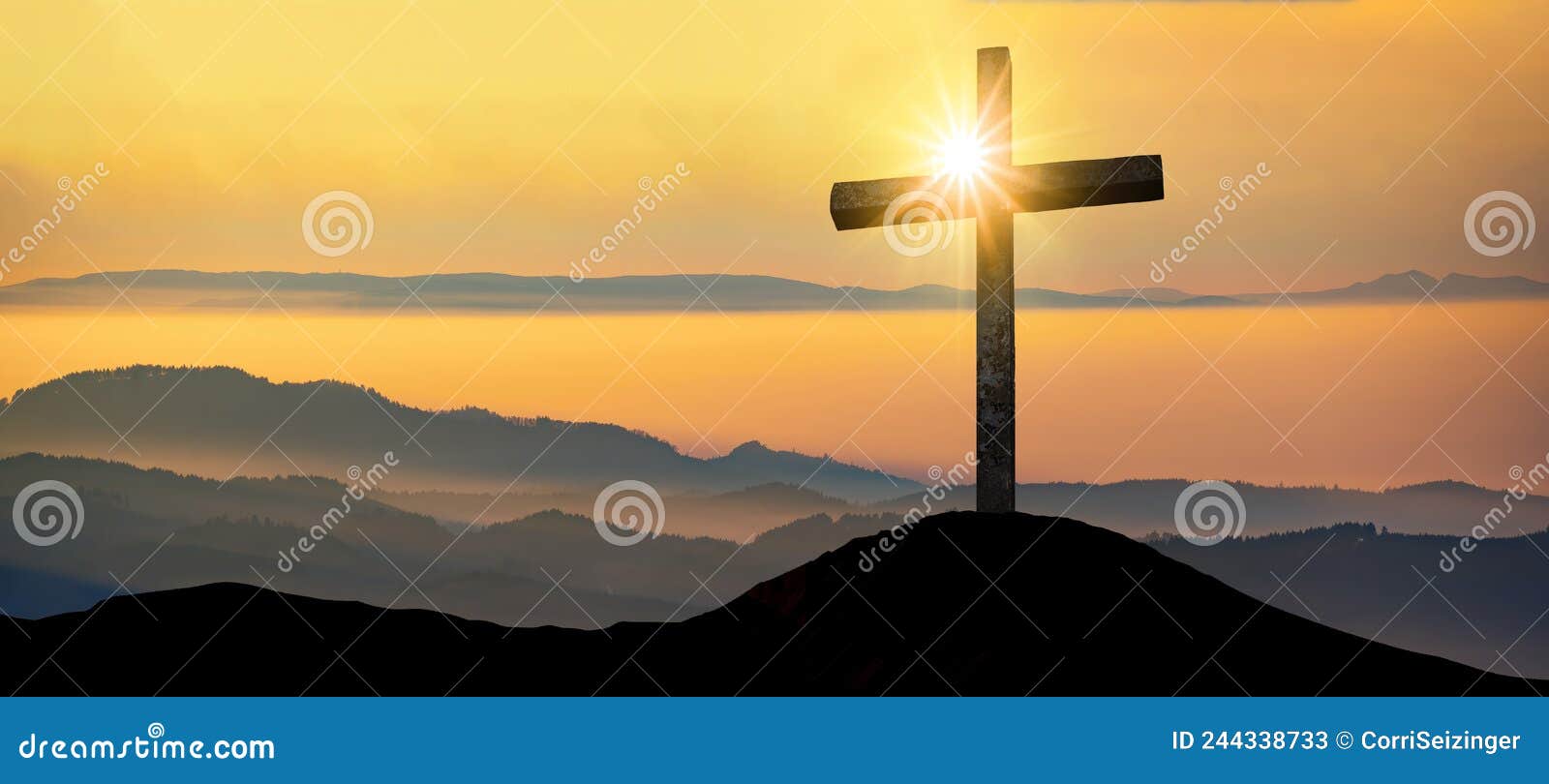 Crucifixion Jesus Christ - Cross at Sunset Stock Image - Image of ...