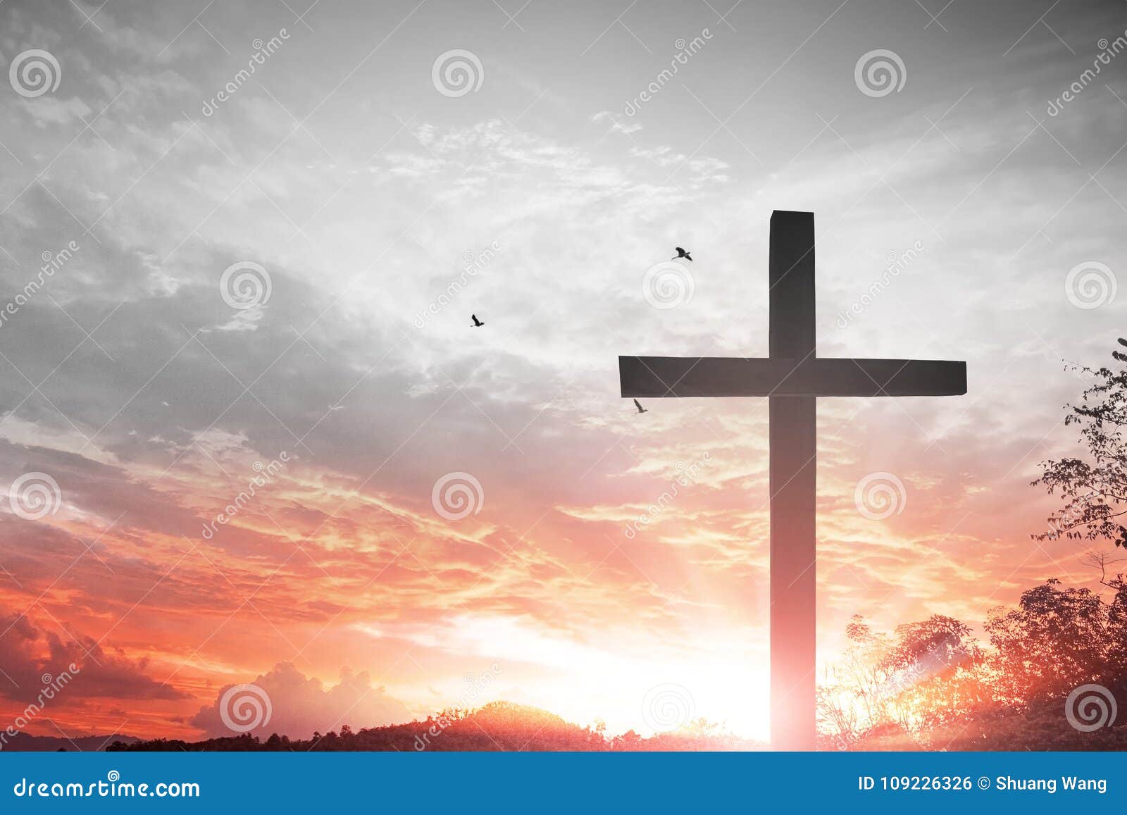 Crucifixion of Jesus Christ - Cross at Sunset Stock Photo - Image ...