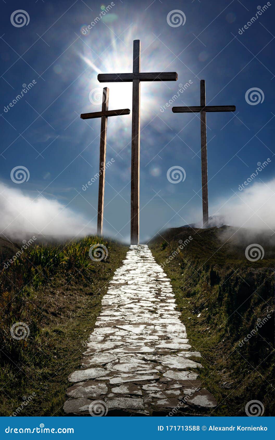 Crucifixion of Jesus Christ at Sunrise Stock Photo - Image of ...