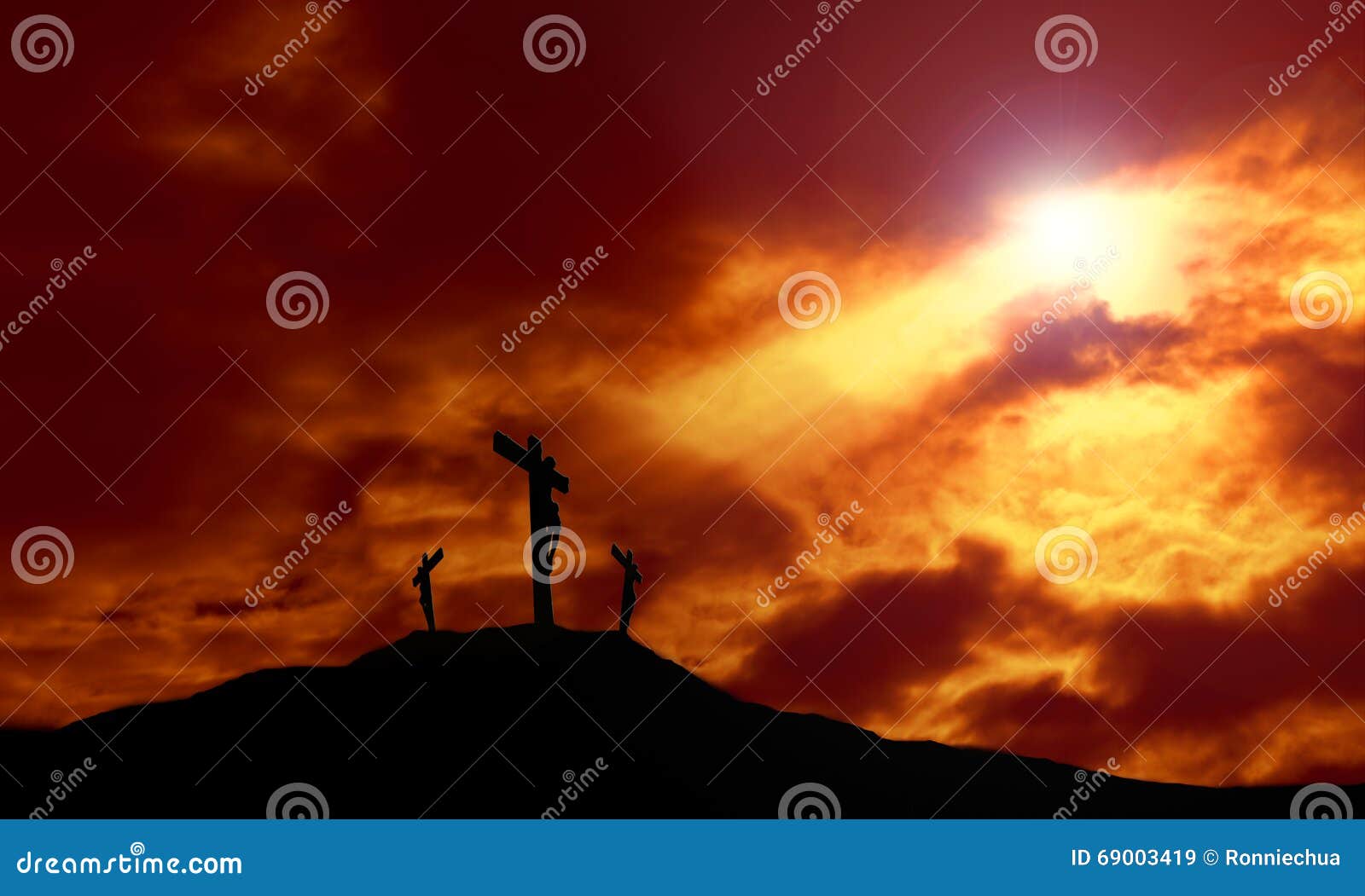 Crucifixion of Jesus with Dramatic Sky and Copy Space Stock Image ...