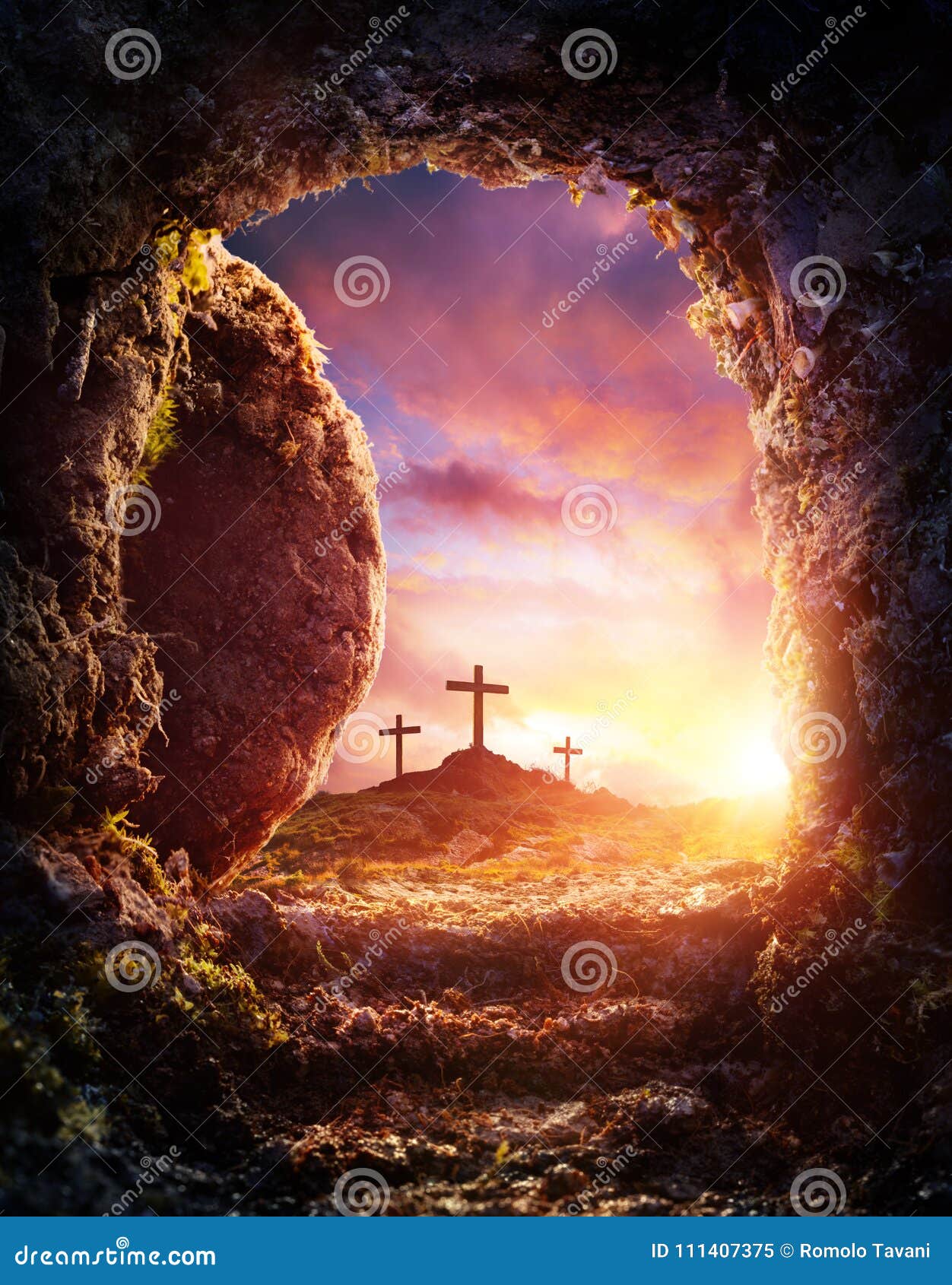 crucifixion and resurrection of jesus christ - empty tomb