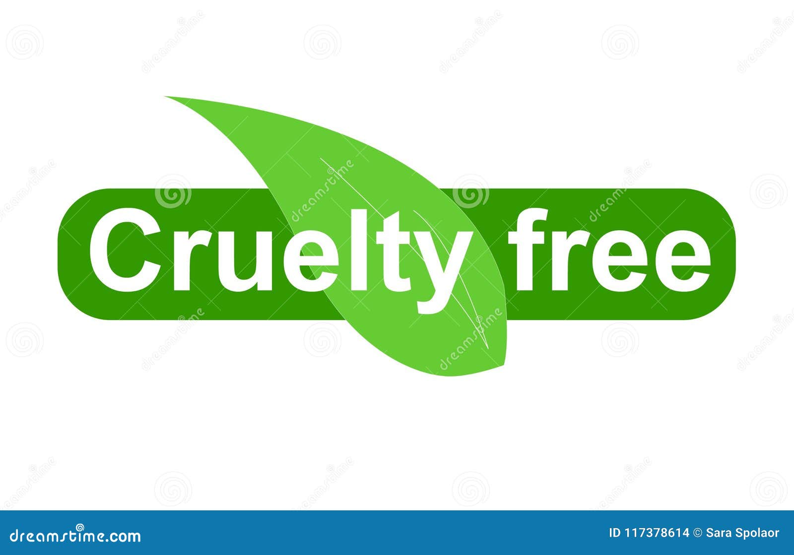 Cruelty Free Green Leaf Handwritten Text White Background RoyaltyFree