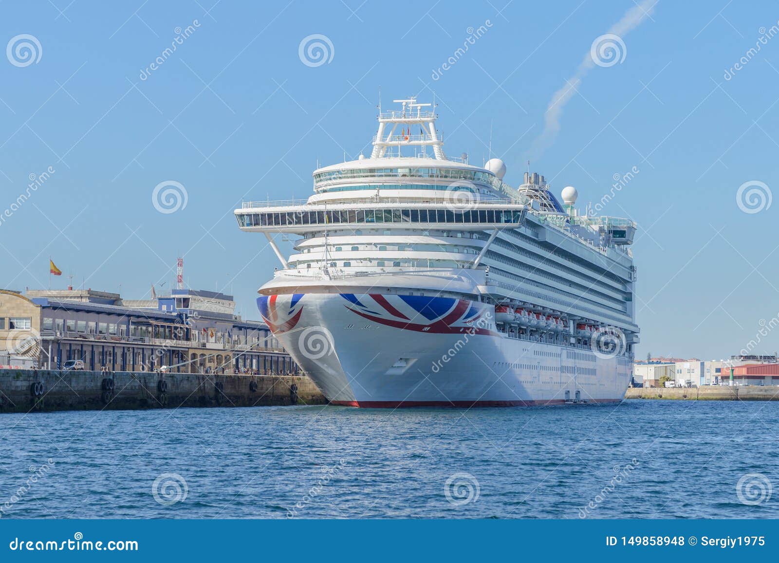 Cruise liner near the pier stock photo. Image of ocean 149858948