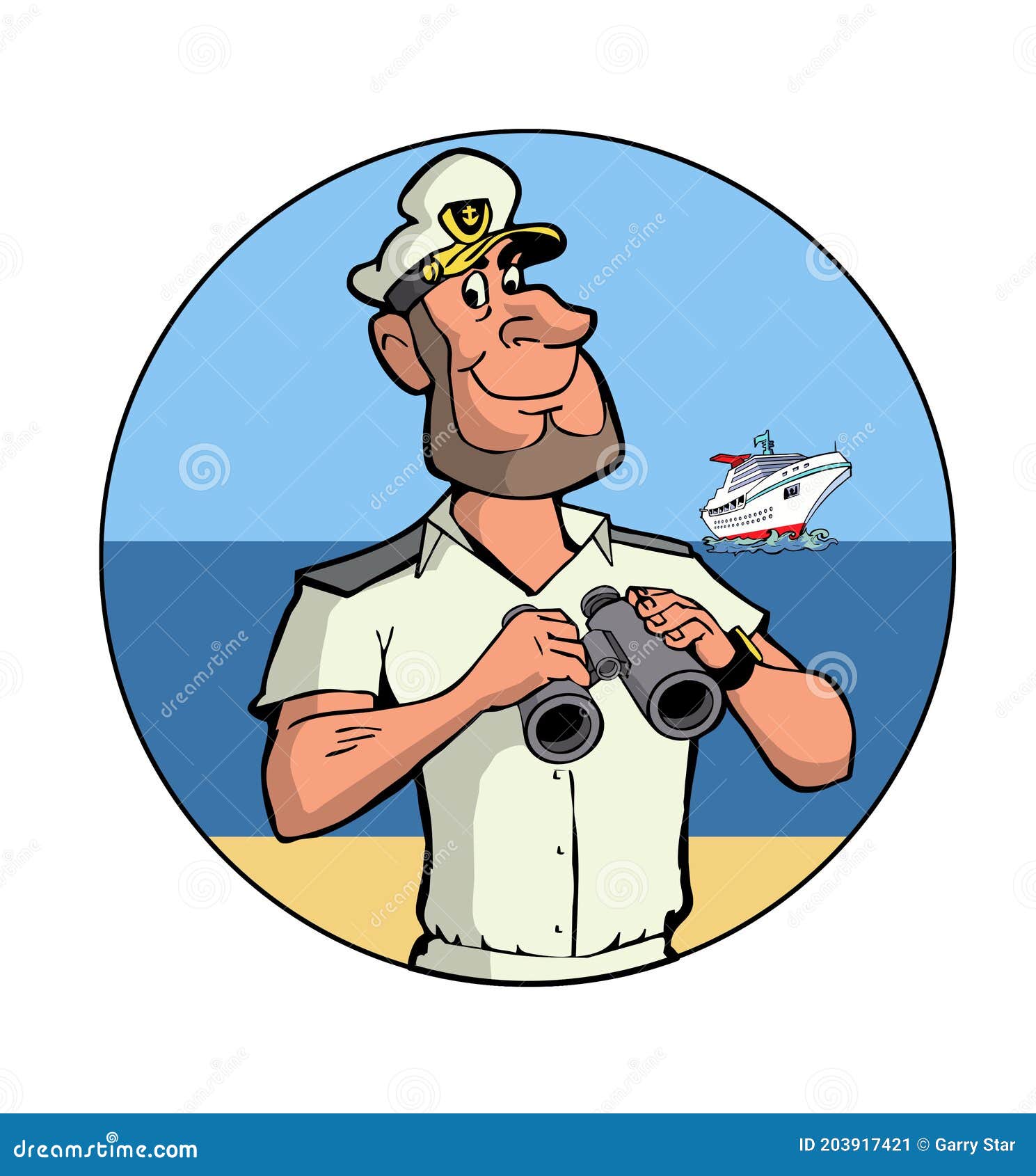 Desenho De Imagem De Personagem De Colete Azul Como Capitão De Navio Com  Binocular Ilustração do Vetor - Ilustração de isolado, jogo: 243105351