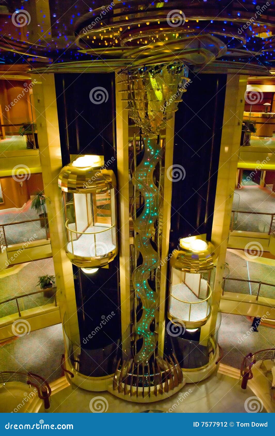 Cruise ship elevators stock photo. Image of empty, luxurious 7577912