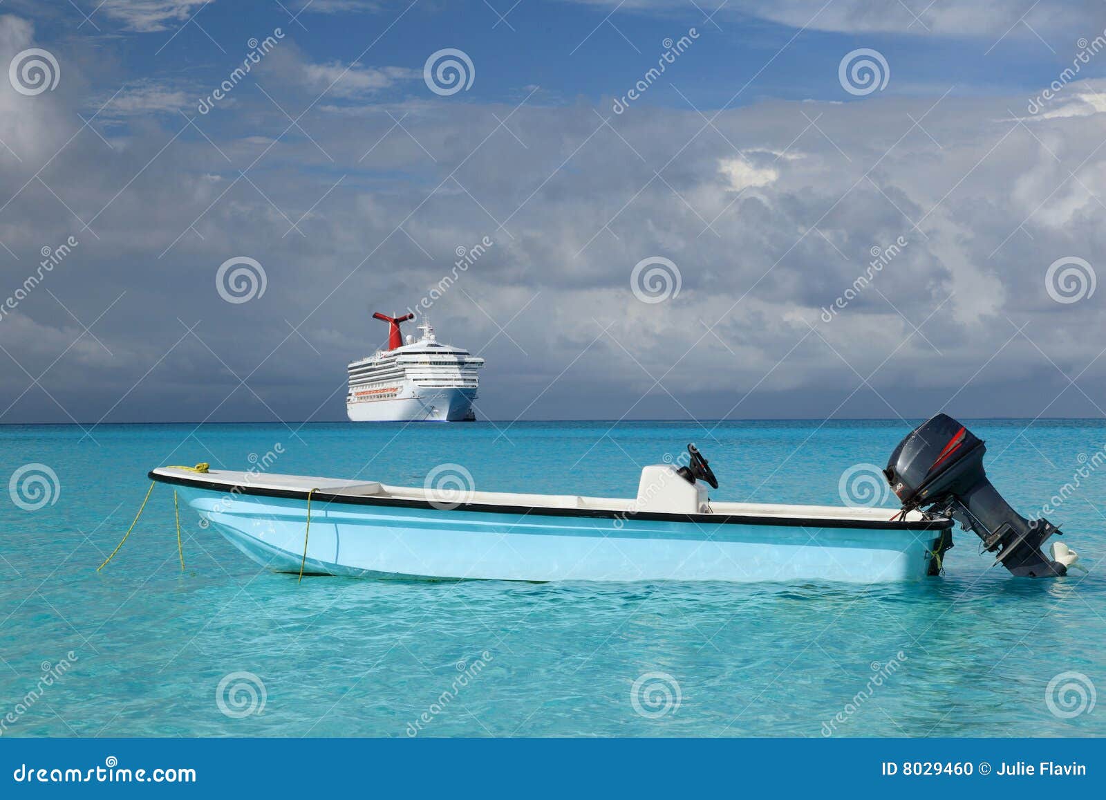 cruise ship and fishing boat