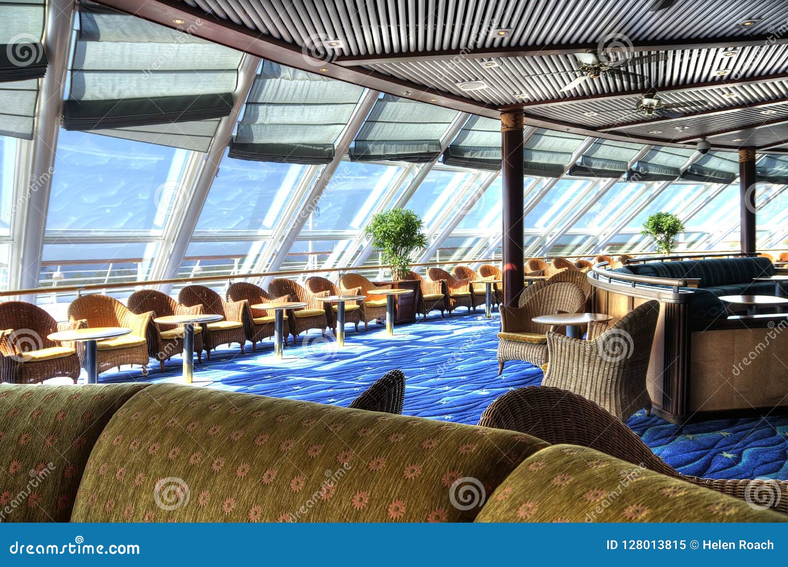Cruise Ship Forward Bar with Spectacular Views Stock Image - Image of