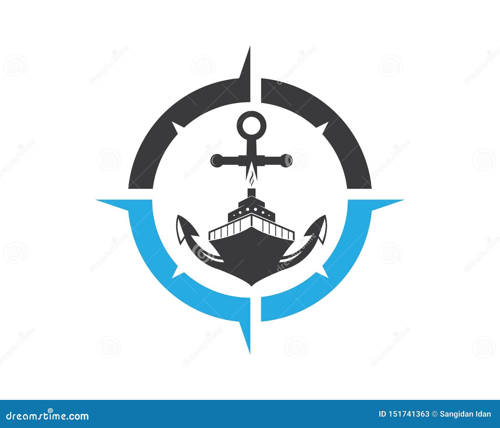 Cruise Ship Logo Template Vector Icon Illustration Compass and