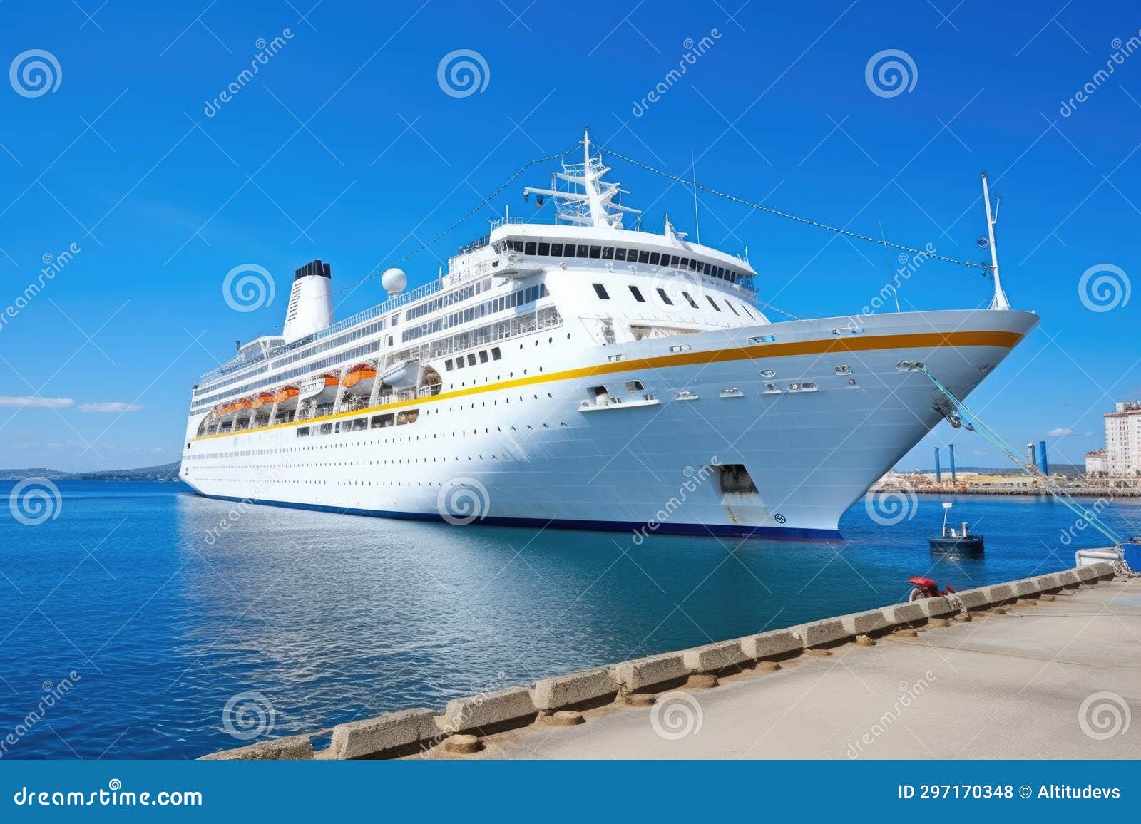 cruise ship manoeuvering into a port