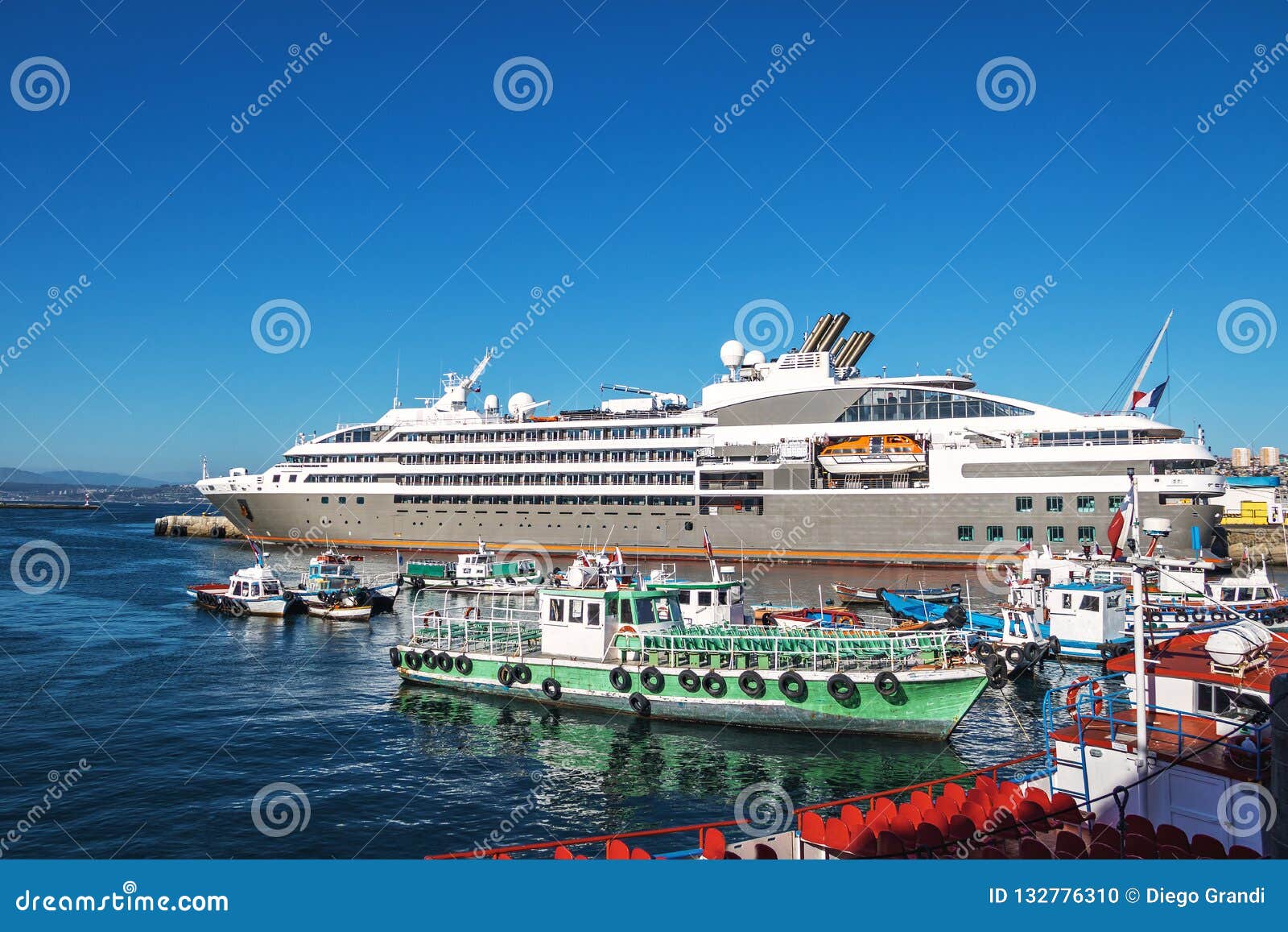 cruise ship at muelle prat pier - valparaiso, chile